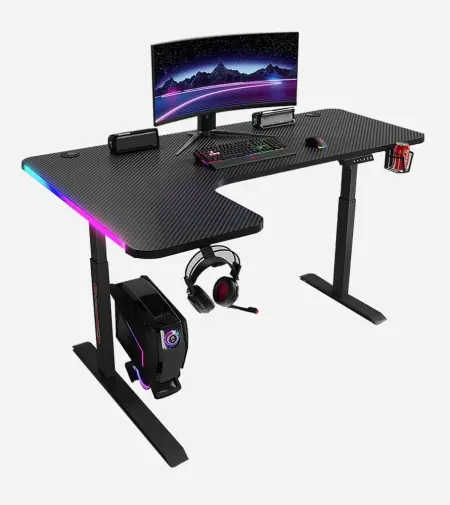 XSP Electric Height Adjustable RGB Desk - L Shaped, Left Corner - Black