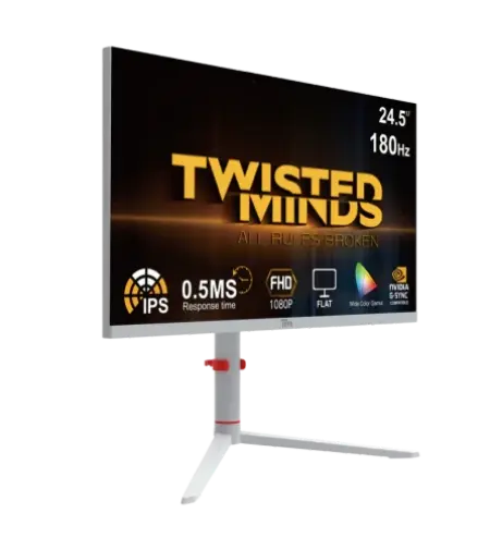 Twisted Minds Frost Series 24" FHD, 180HZ, 0.5MS, Fast IPS, HDMI 2.1 Gaming Monitor - White - TM24FHD180IPS